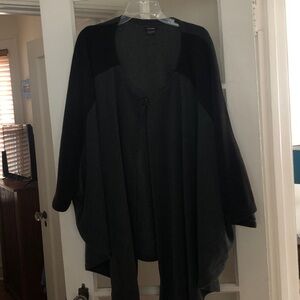 Chic Black and Gray Women's Cape Single button closure arm holes, polar fleece